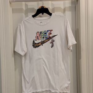 Nike White Tee with Multicolor Graphic